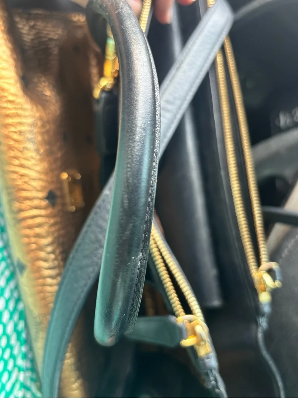 MCM Metallic Gold Visetos Kathy Double Zip Tote